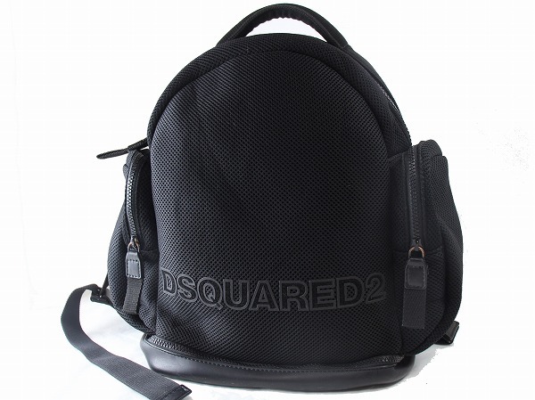 1 jpy Dsquared 2 DSQUARED2 * rucksack Day Pack * black mesh & leather A4 storage possible 9328