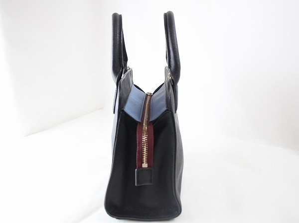 1 jpy Paul Smith PaulSmith * Trend Mini handbag tote bag * black × light blue leather 9330