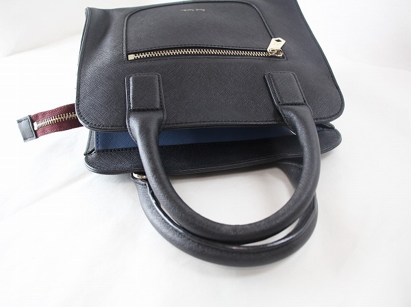 1 jpy Paul Smith PaulSmith * Trend Mini handbag tote bag * black × light blue leather 9330