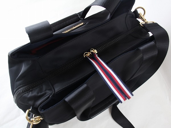 1円　美品　トミーヒルフィガー　TOMMY HILFIGER　★　２way ハンドバッグ　ショルダーバッグ　★　ブラック　ナイロン　レザー　3047_画像7