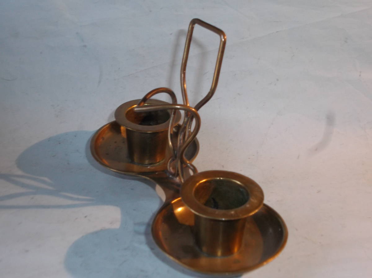  Britain antique candle stand holder . pcs 2 light brass brass Vintage 