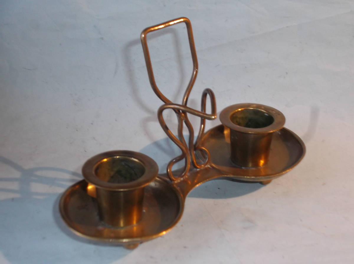  Britain antique candle stand holder . pcs 2 light brass brass Vintage 