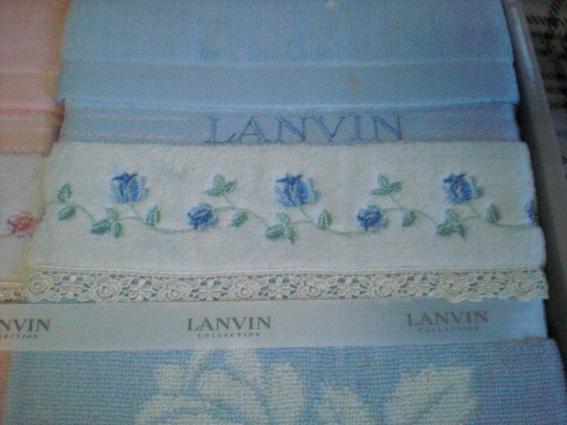 LANVIN ランバン 綿100 ブルーとピンク タオルケット2枚セット 未使用箱入り_画像4