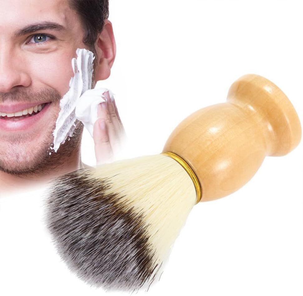 理想的な泡立ちとスキンタッチ シェービングブラシ 髭剃り 洗顔ブラシ 高級なナイロン毛 マッサージ効果やクレンジング効果 贈り物としても