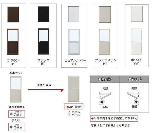 ■【DIY】ykkap製 アルミ勝手口 框ドア 半外 W730×1840H（73018）片開き_画像2