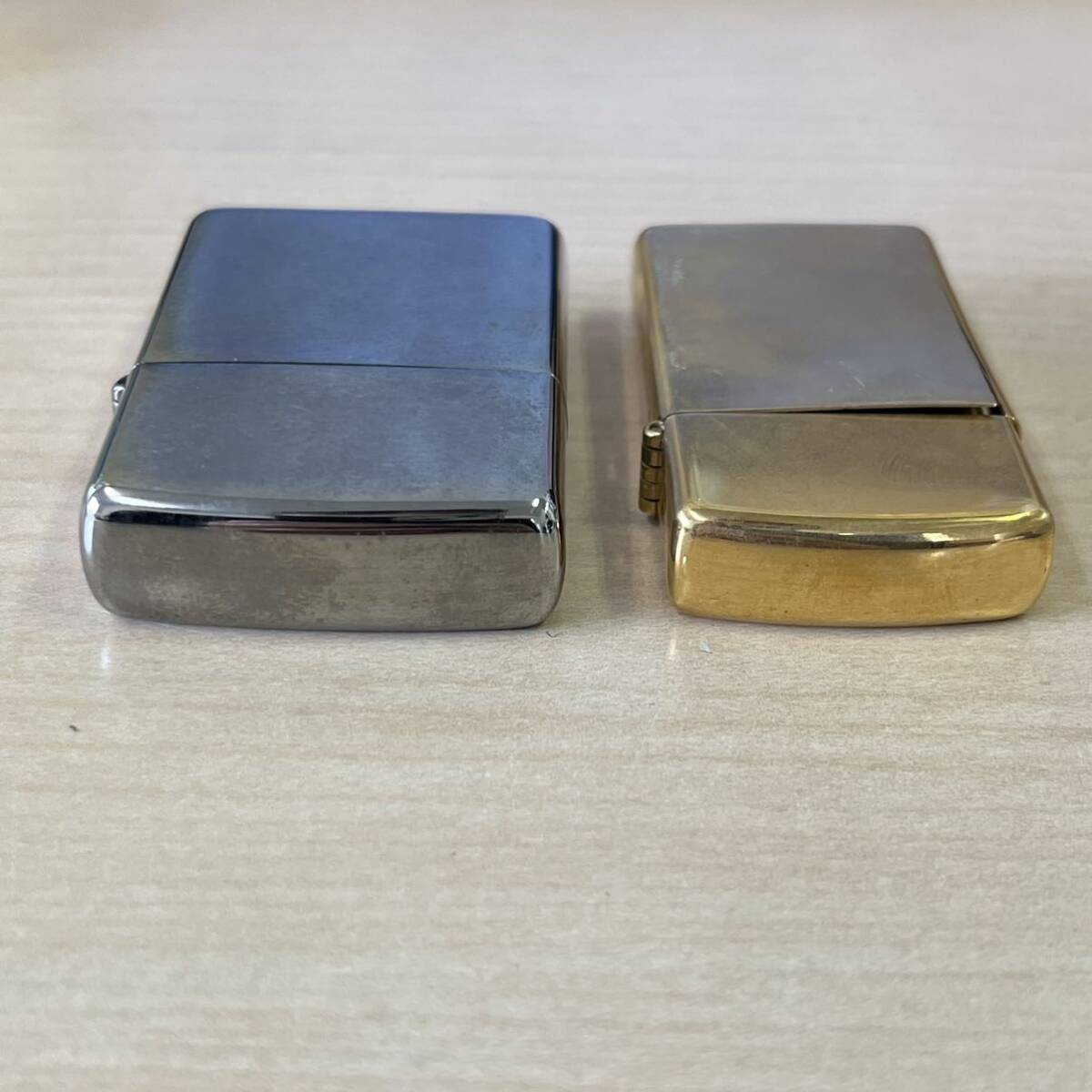 【TN0515】ZIPPO ジッポ 喫煙具 喫煙グッズ シルバーカラー ゴールドカラー ライター 2点 ジャンク SOLID BRASS USA_画像4