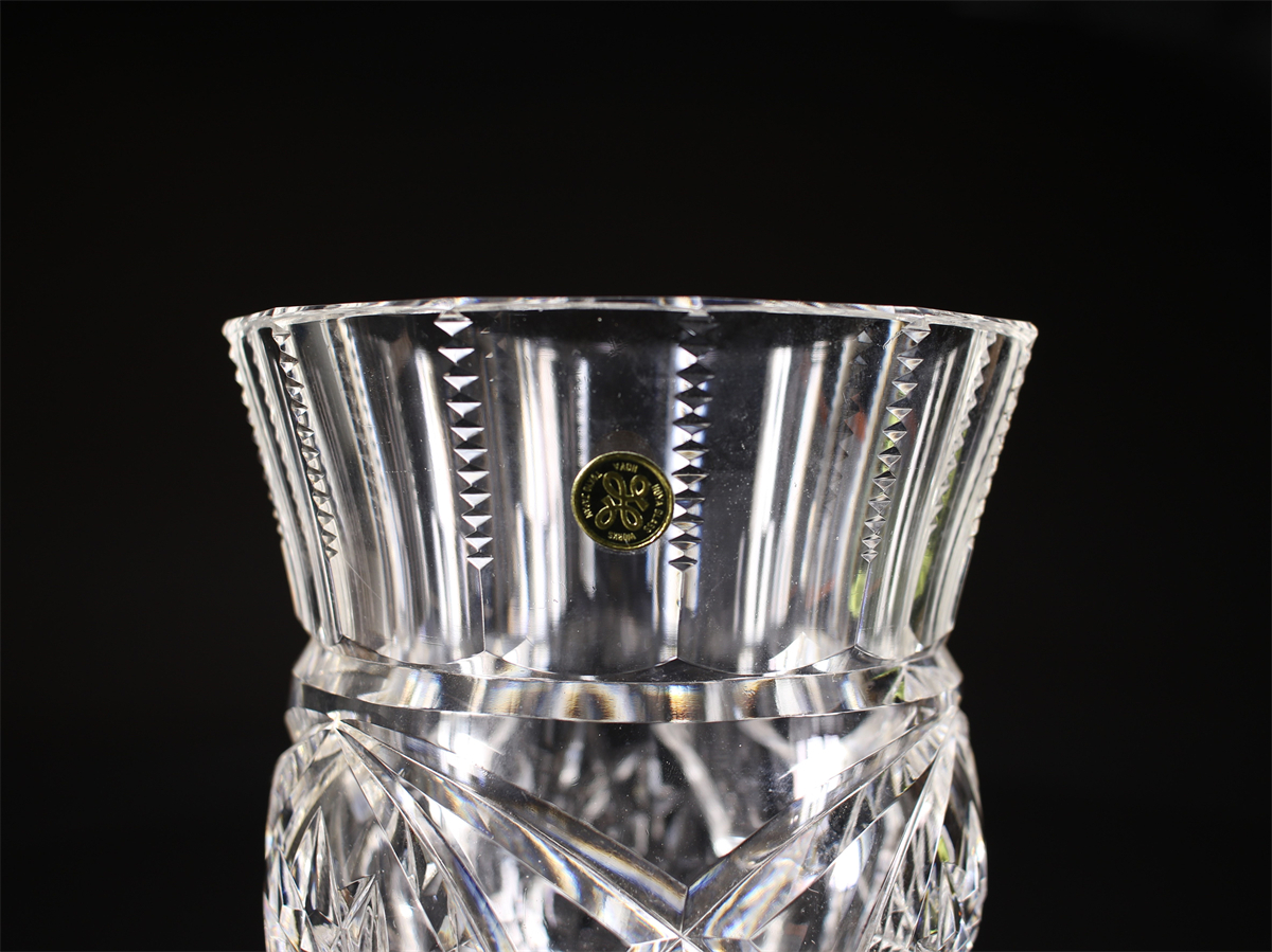 PA496 HOYA [ Hoya ] crystal стекло порез . не пропускающее стекло большой ваза высота 20.| с ящиком прекрасный товар!h