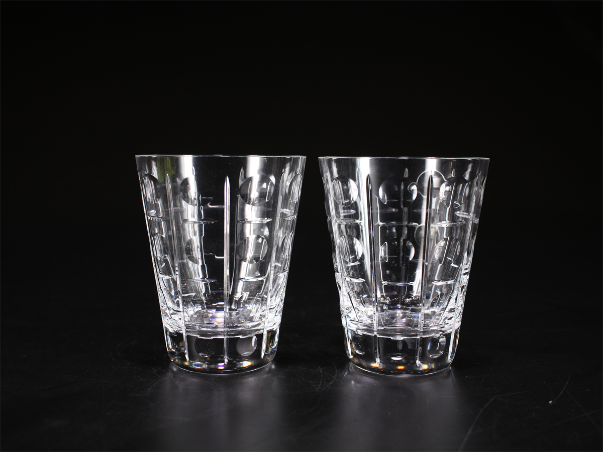 PA490 Baccarat 【バカラ】 クリスタルガラス カットグラス 一対 高12㎝／美品！ｈ_画像5