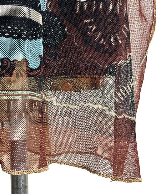  Onward . гора *Jean Paul GAULTIER FEMME/ Gaultier * тонкий полиэстер 100% сетка футболка очень красивый товар *( с дефектом )