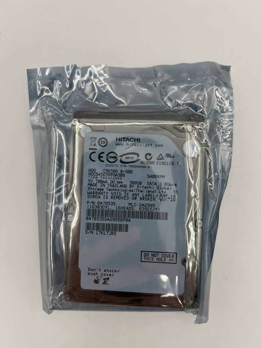 未使用　長期保管品 HITACHI 2.5 SATA 500GB C5K500 B-500 ハードディスク_画像1