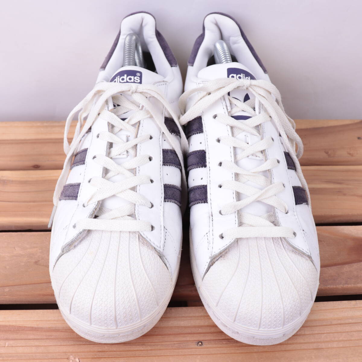 z2137 Adidas super Star US8 1/2 26.5cm/ white white purple adidas SUPERSTAR men's sneakers used 