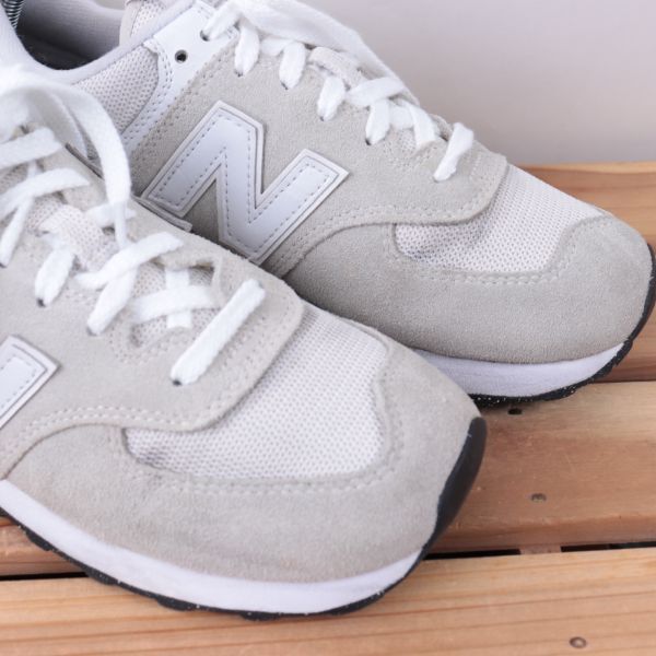 z2275【574】ニューバランス US8 26.0cm/ライトグレー 白 ホワイト newbalance メンズ スニーカー 中古_画像6