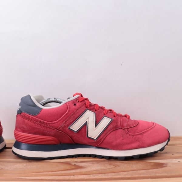 z2286【574】ニューバランス US10 28.0cm/赤 レッド オフホワイト 紺 ネイビー newbalance メンズ スニーカー 中古_画像5