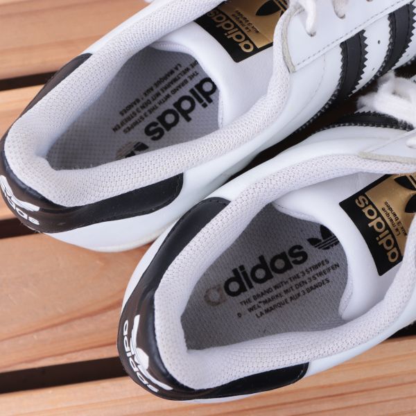 z2292 アディダス スーパースター US7 1/2 25.5cm/白 ホワイト 黒 ブラック adidas SUPERSTAR メンズ スニーカー 中古の画像8