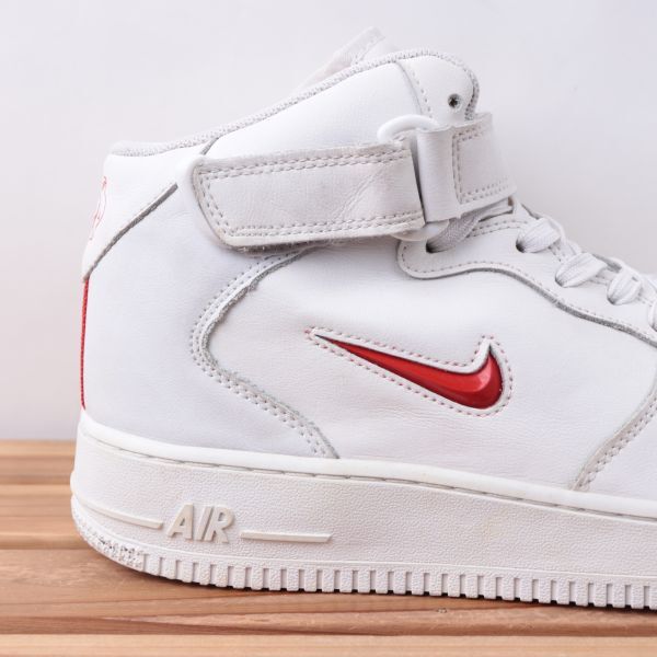 z2399 ナイキ エアフォース1 ミッド US9.5 27.5cm/白 ホワイト 赤 レッド NIKE AIRFORCE1 MID AF1 メンズ スニーカー 中古_画像7