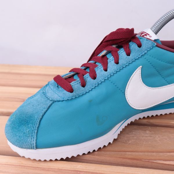 z2484 ナイキ コルテッツ ナイロン US8 26.0cm/水色 ブルー 白 ホワイト エンジ系 NIKE CORTEZ NYLON メンズ スニーカー 中古_画像8