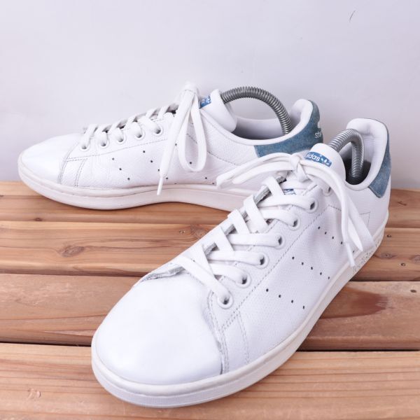 z2535 アディダス スタンスミス US8 26.0cm/白 ホワイト 青 ブルー系 adidas STAN SMITH メンズ スニーカー 中古_画像1