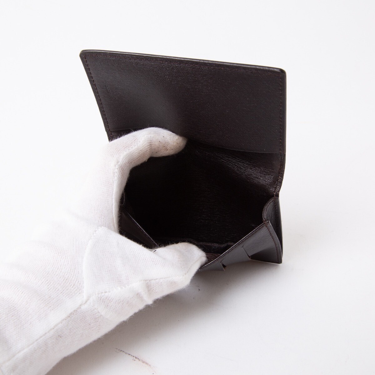  unused goods * Dunhill card-case card-case business card holder black black Logo plate safia-no leather men's folding in half 