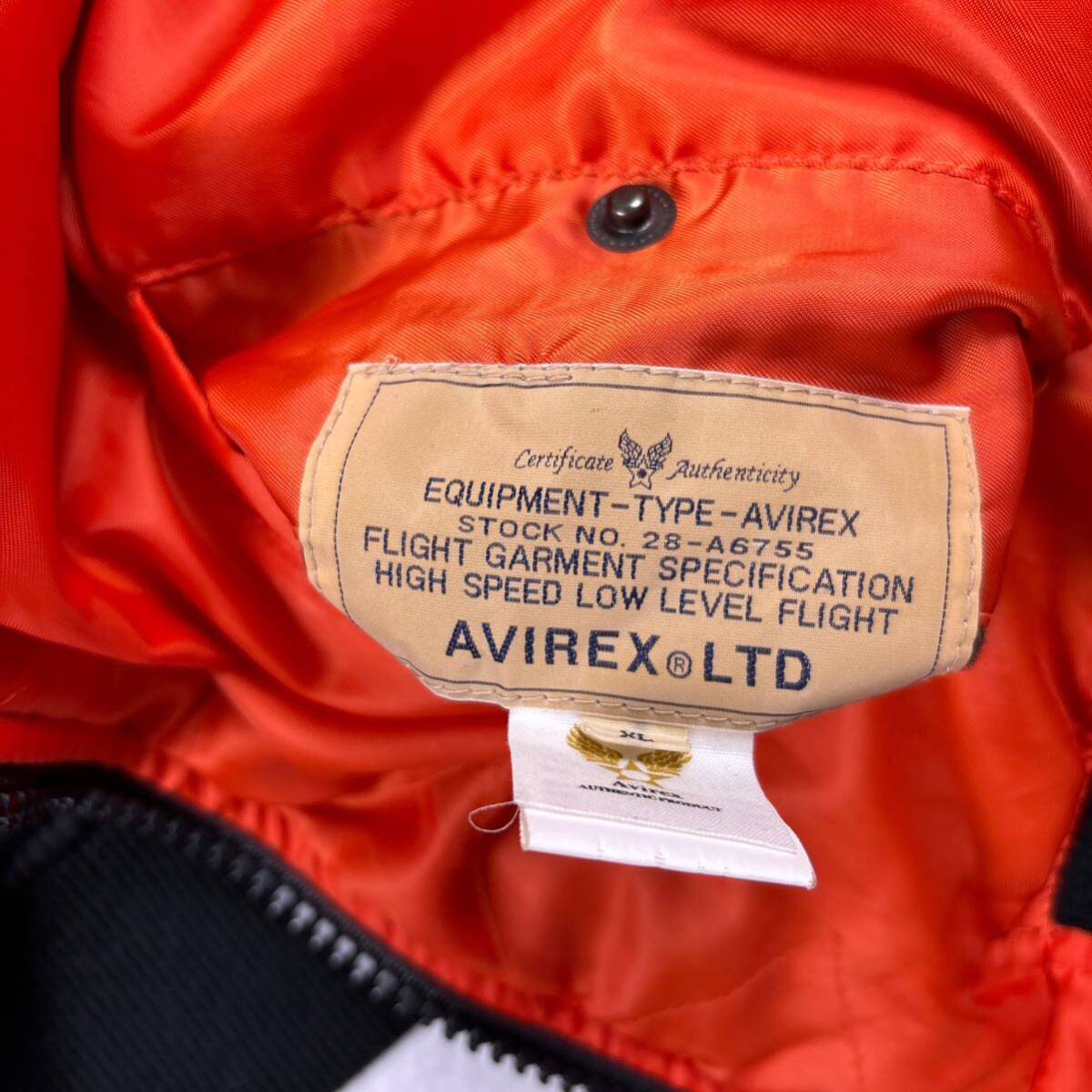美品 AVIREX アヴィレックス 35周年モデル MA-1 ボンバージャケット フライト ミリタリー イーグル 鷹 両面 刺繍 リバーシブル XL レザーの画像8