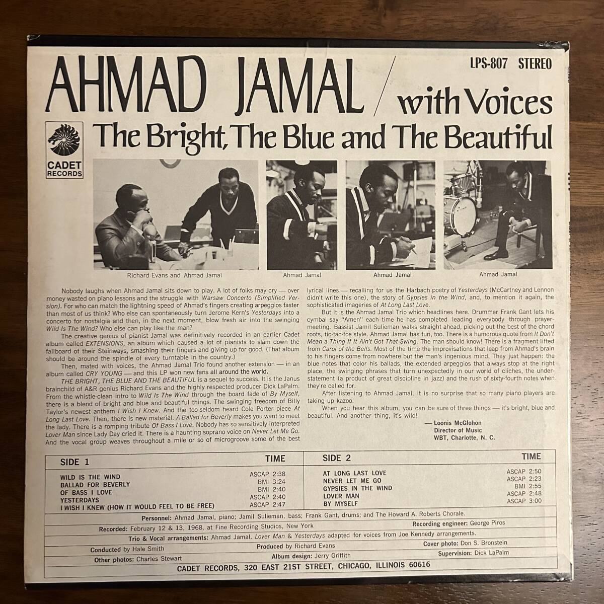 【LP】Ahmad Jamal With Voice / The Bright, The Blue And The Beautiful（CADET LPS-807／オリジナル美品）アーマッド・ジャマル_画像2