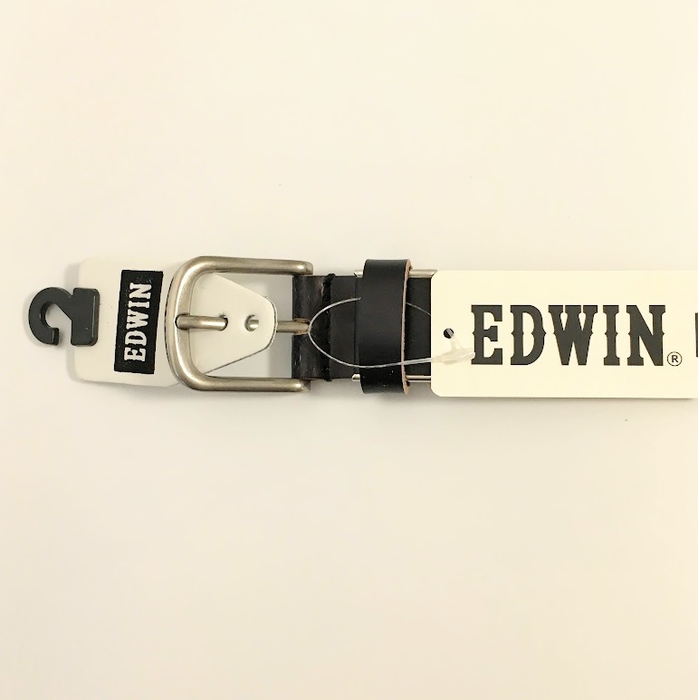 ya703 【新品・未使用】幅3㎝　EDWIN　エドウィン　１枚本革ベルト 黒 バックル　シルバー