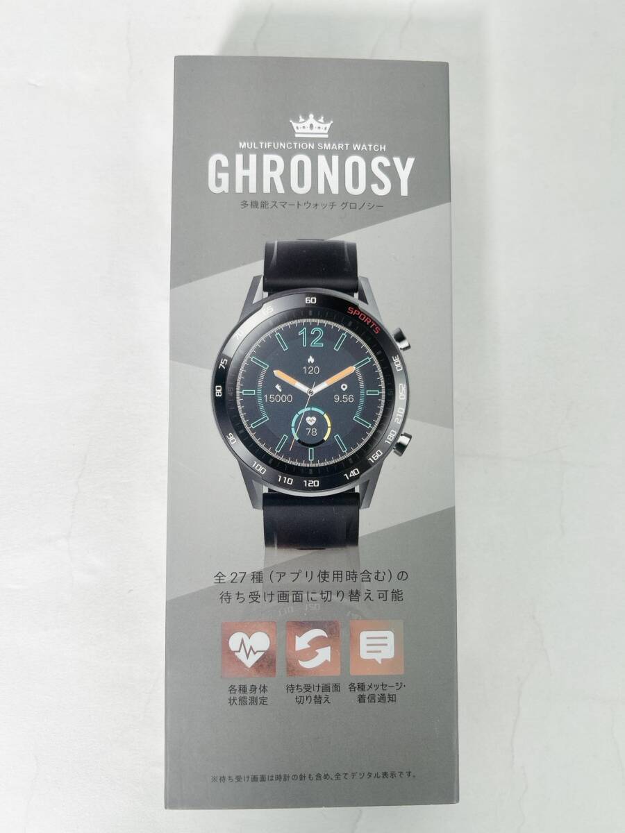 [ new goods unused free shipping ] multifunction smart watch GHRONOSY Glo nosi- black blood pressure measurement men's lady's wristwatch . middle oxygen heart rate meter 