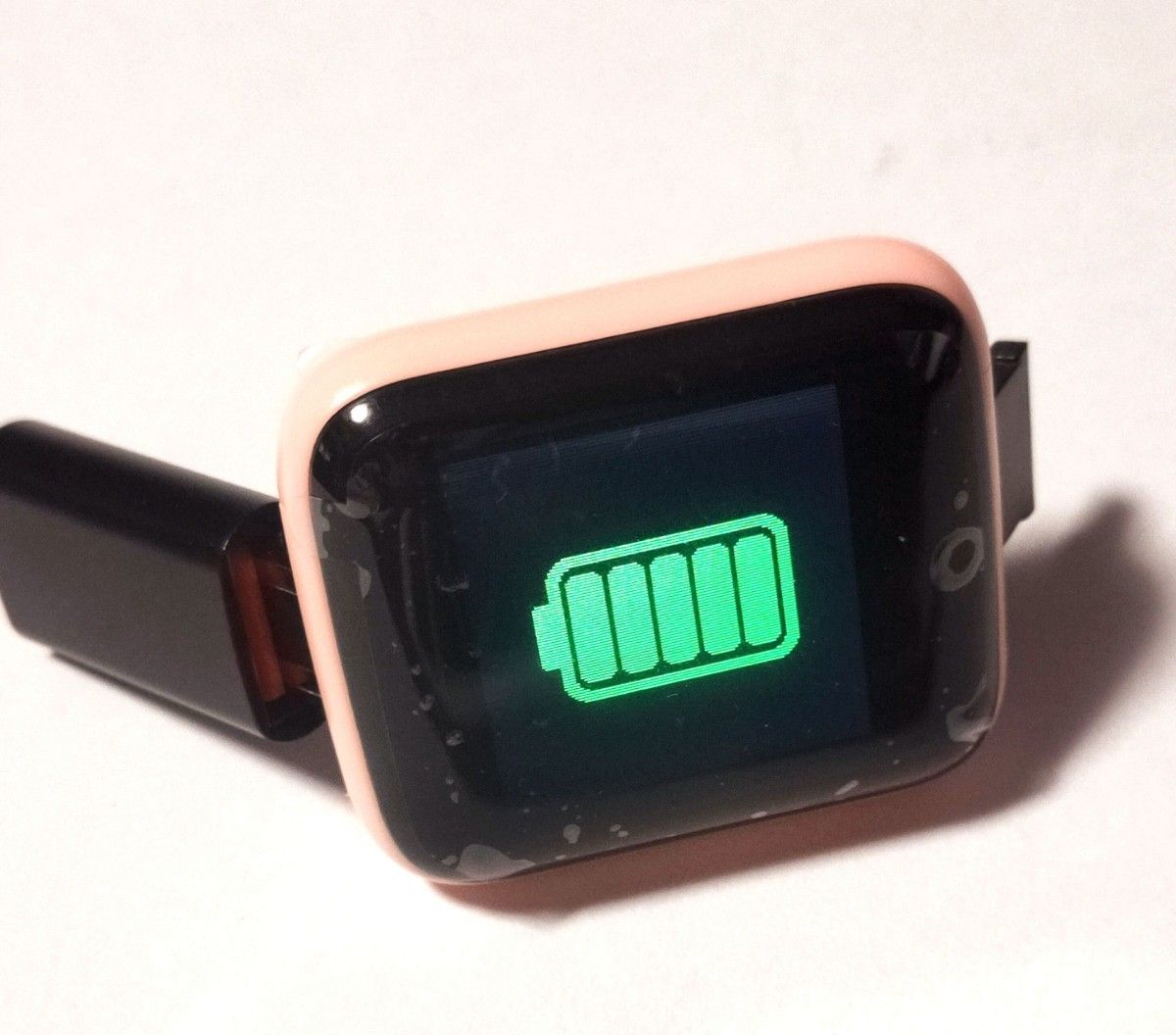 スマートウォッチ ピンク ウェアラブル端末 USB充電 Bluetooth5.0 心拍数 温度センサー 腕時計 