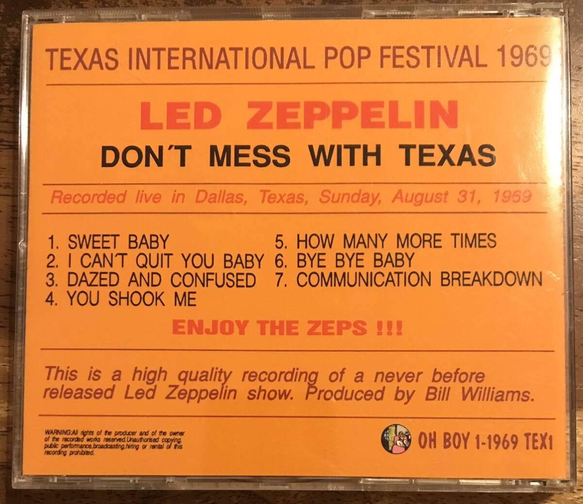 Led Zeppelin レッドツェッペリン ■ Don’tn’t Mess With Texas: Texas Love International Pop Festival 1969 (1CD) / Recorded Live at_画像2