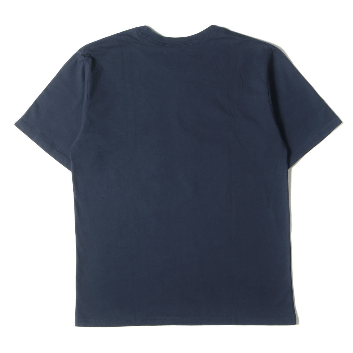 WTAPS ダブルタップス Tシャツ サイズ:L フロッキープリント カレッジロゴ クルーネック 半袖Tシャツ ネイビー 紺 トップス カットソー_画像2