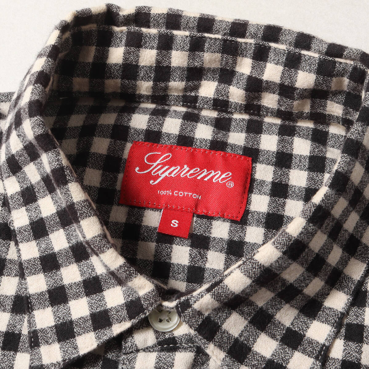 Supreme シュプリーム シャツ サイズ:S 14SS ギンガムチェック ライトウェイト 半袖 ネルシャツ Lightweight Flannel Gingham Shirt 白黒_画像3