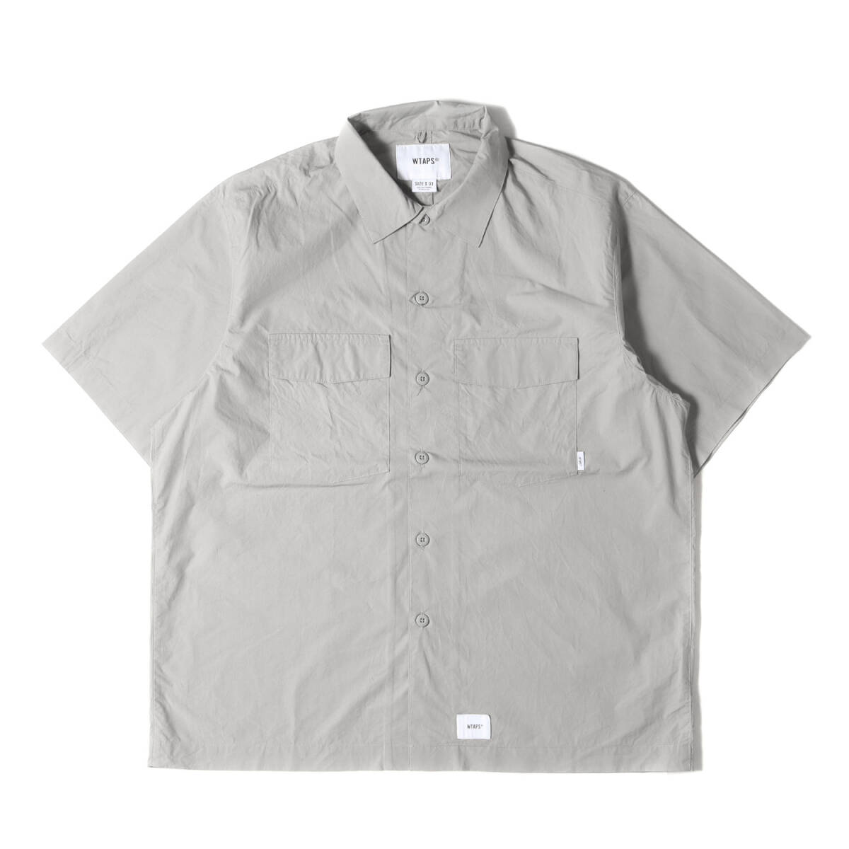 WTAPS ダブルタップス シャツ サイズ:L 23SS オーバーサイズ コットンブロード 半袖シャツ CBW / SS / COTTON. BROADCLOTH グレー_画像1