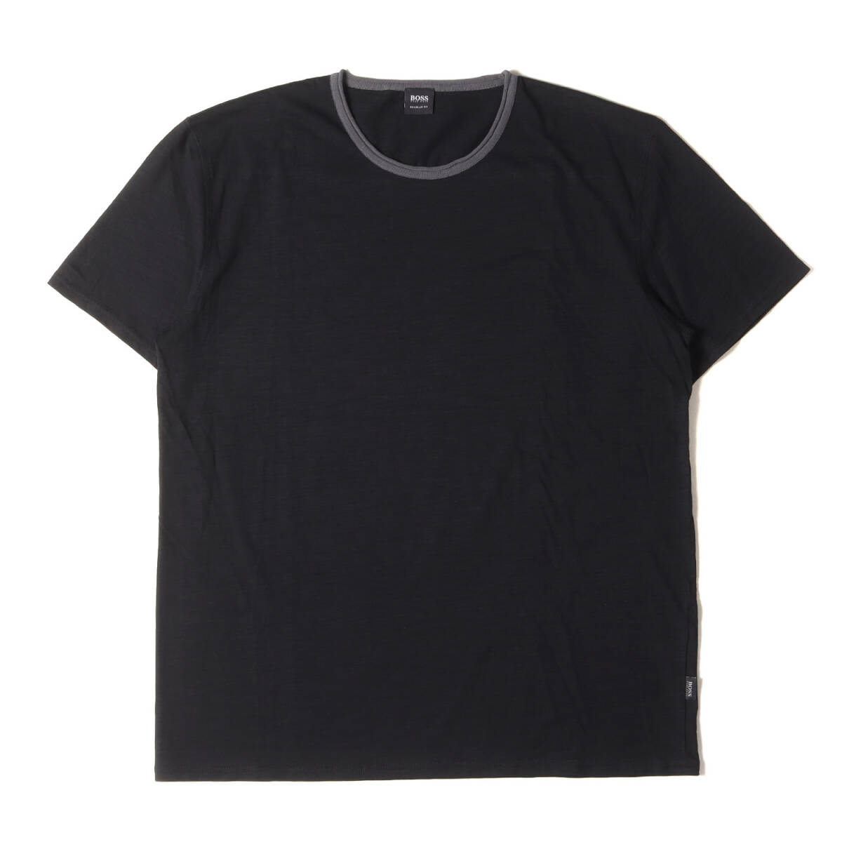 美品 HUGO BOSS ヒューゴボス Tシャツ サイズ:XL コットンスラブ プレーン クルーネック 半袖Tシャツ REGULAR FIT ブラック 黒 トップス_画像1