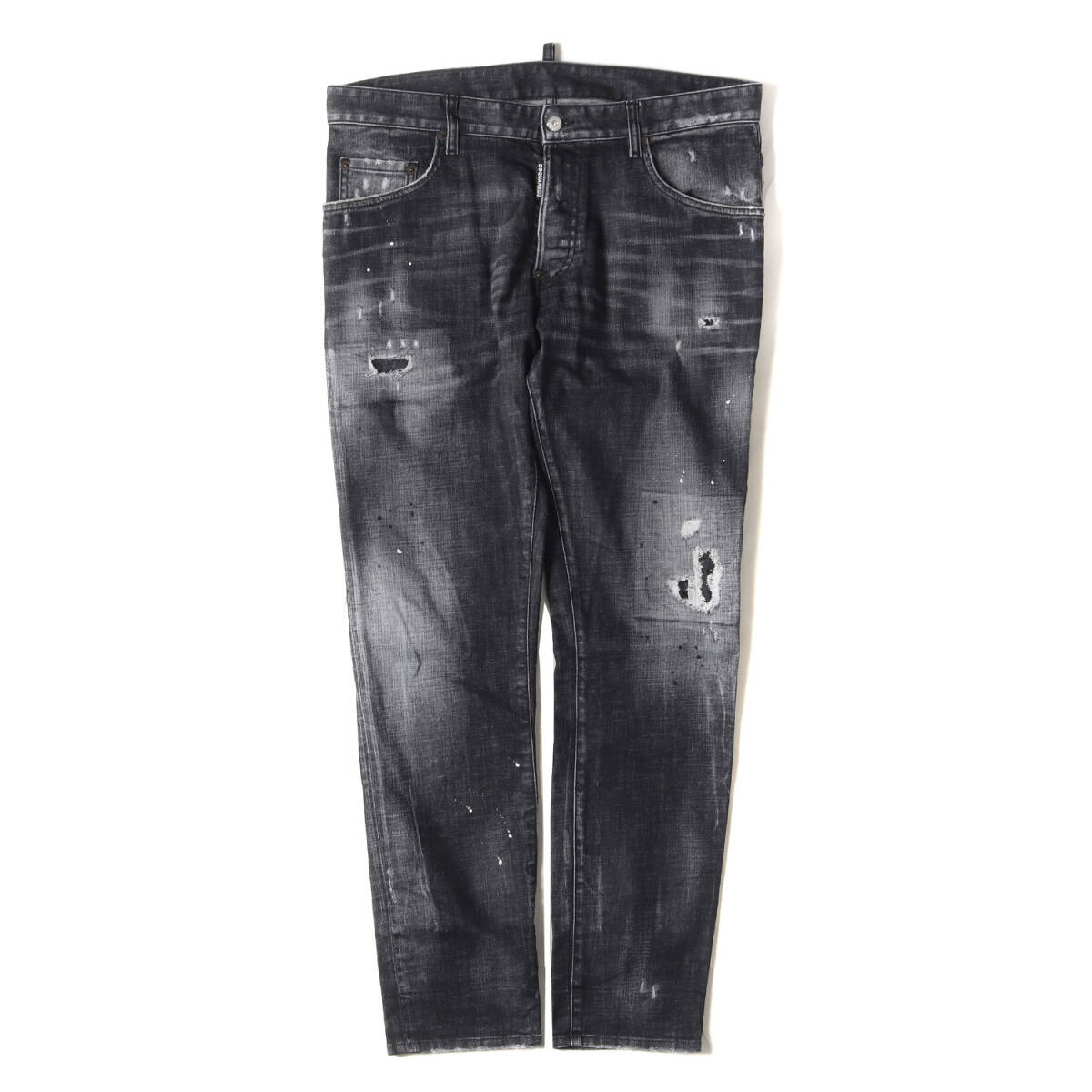 美品 DSQUARED2 ディースクエアード 22AW ヴィンテージ加工 ストレッチ スケーター ジーンズ Skater Jean ブラック デニムパンツ 黒 50_画像1