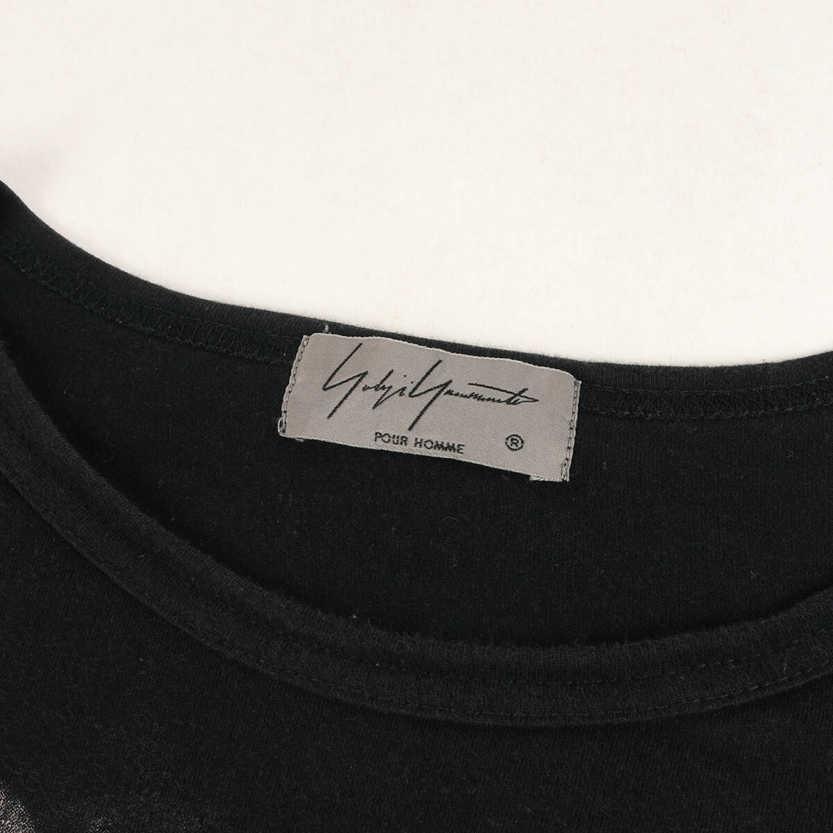 Yohji Yamamoto(Ys) ヨウジヤマモト Tシャツ サイズ:3 18SS グラフィック ロゴ バインダーネック 半袖Tシャツ ブラック 黒 日本製_画像3