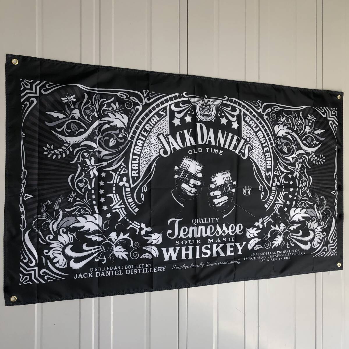 ★室内装飾仕様★ J0R JACK DANIEL’S ジャックダニエル旗 インテリア ガレージ雑貨 アメリカ雑貨 パブグッズ バー フラッグ アンティーク_画像2