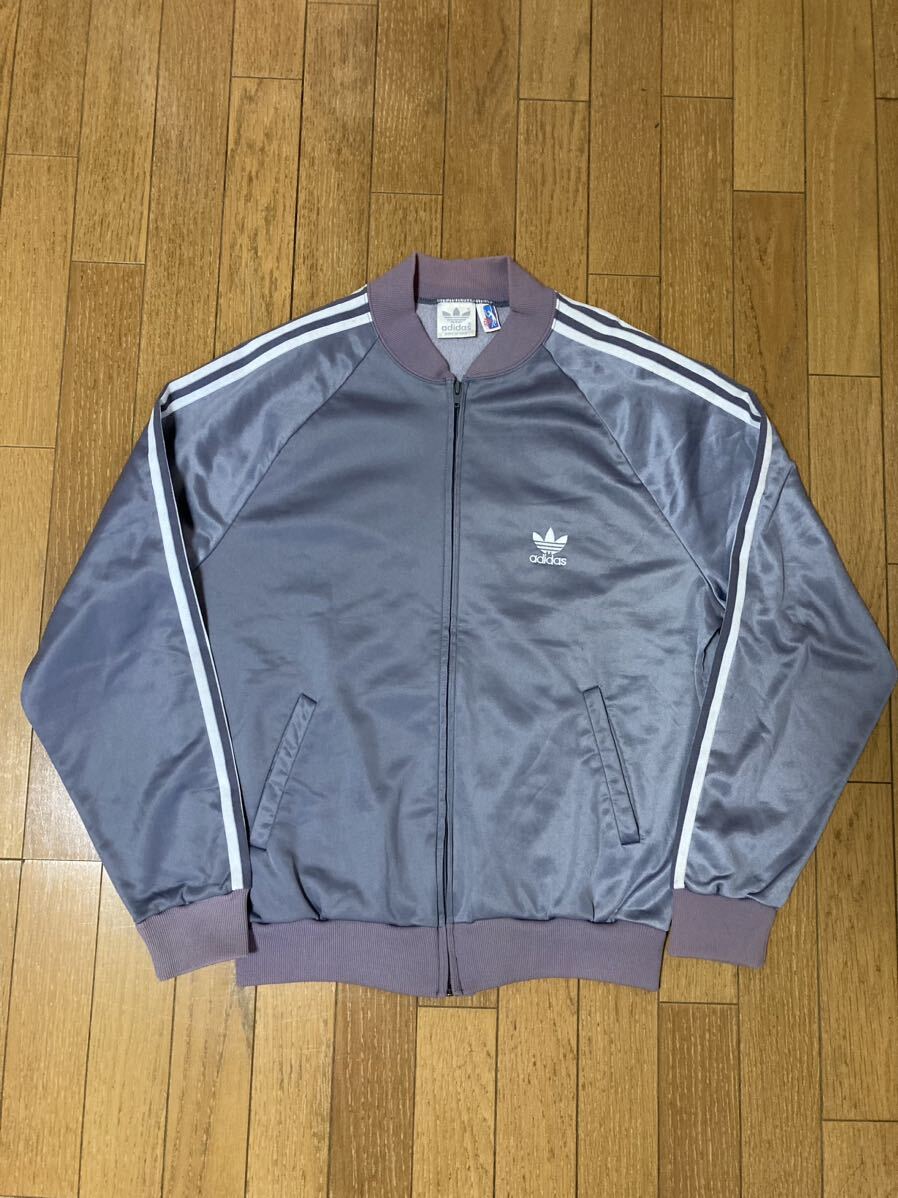 80s USA製 adidas ATP トラックジャケット L シルバー グレー ビンテージ アディダス ジャージ 90s