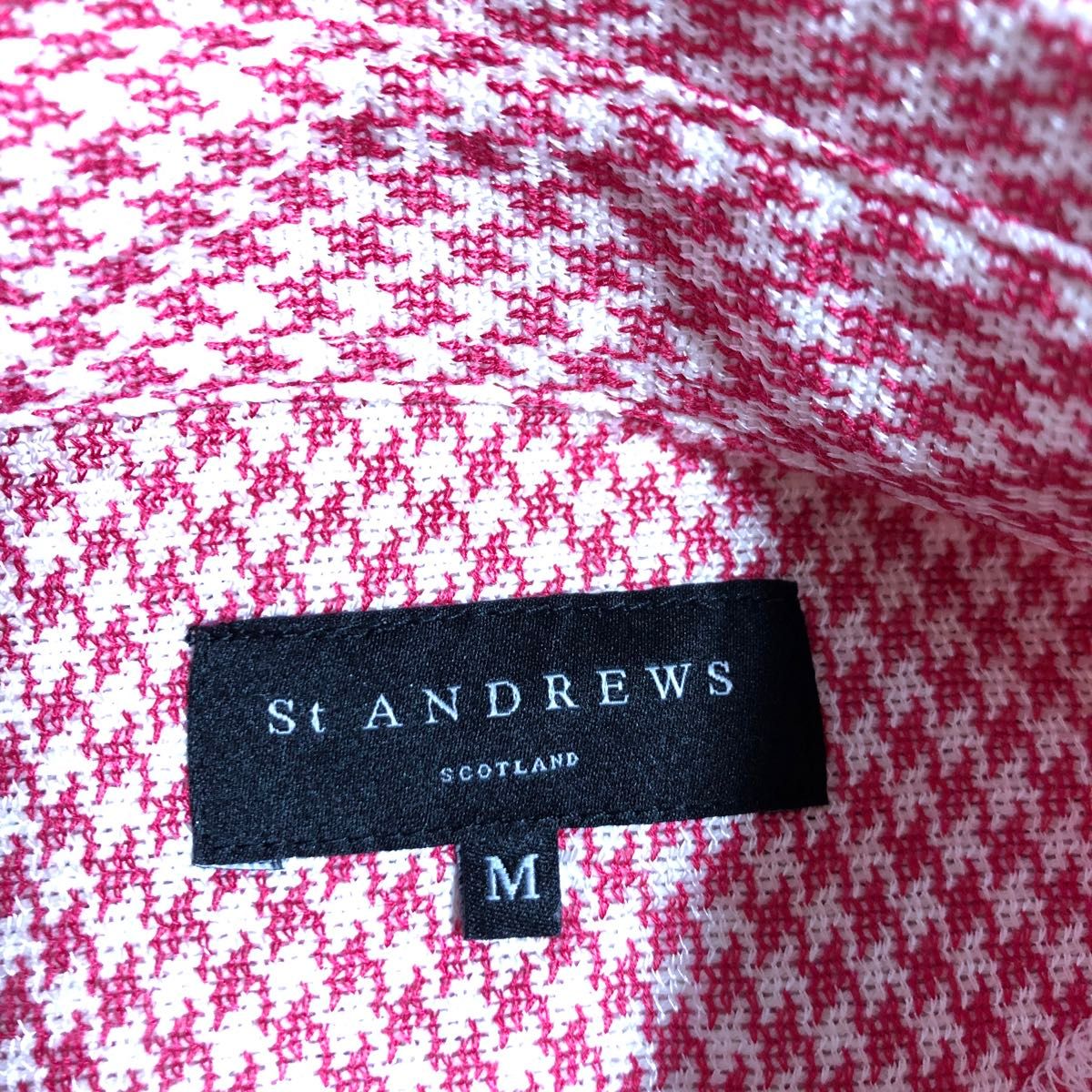 セントアンドリュース　レディース　ゴルフ　長袖　襟付き　シャツ　ポロシャツ　高級感　赤　柄　M