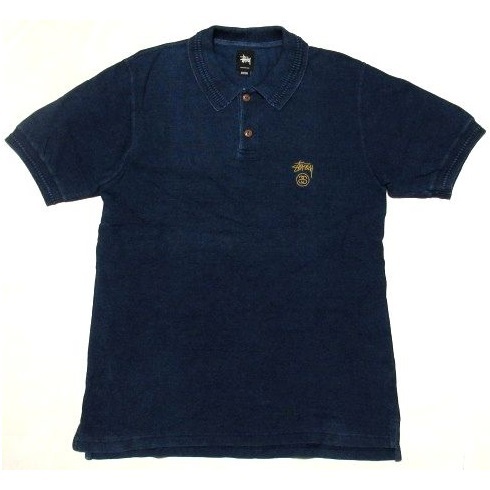 STUSSY Indigo S/S Polo Mサイズ インディゴ ポロシャツ ステューシー_画像1