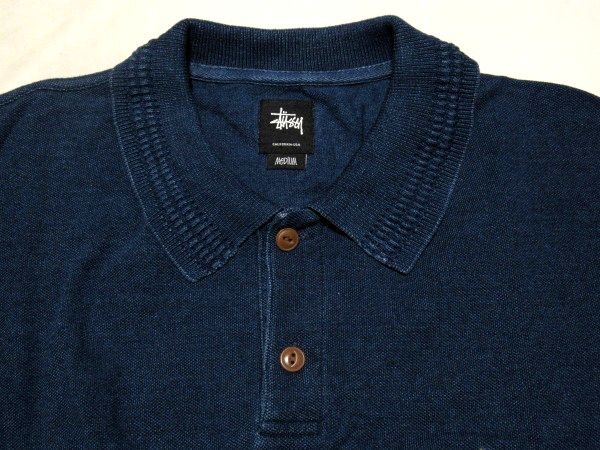 STUSSY Indigo S/S Polo Mサイズ インディゴ ポロシャツ ステューシー_画像3