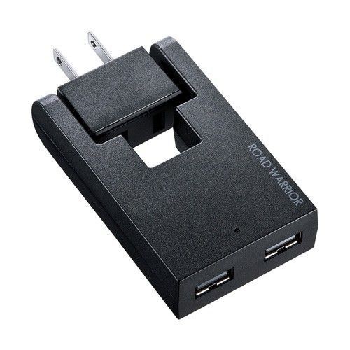 【未使用品】スイングUSB充電タップ ブラック USB-Ax2ポート 2アンペア