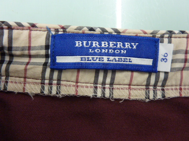 バーバリーブルーレーベル BURBERRY BLUE LABEL スカート 台形 膝丈 チェック 36 ワイン レディース_画像3