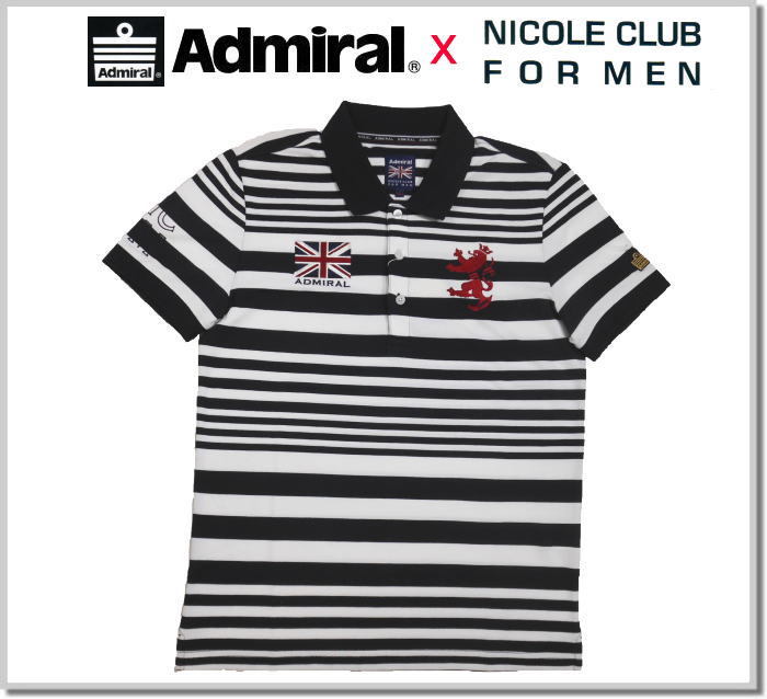 ニコルクラブフォーメン Admiral x NICOLE CLUB FOR MEN コラボ リンクスジャガード ポロ 9264-9500-91(ボーダー) 46(M) カットソー1