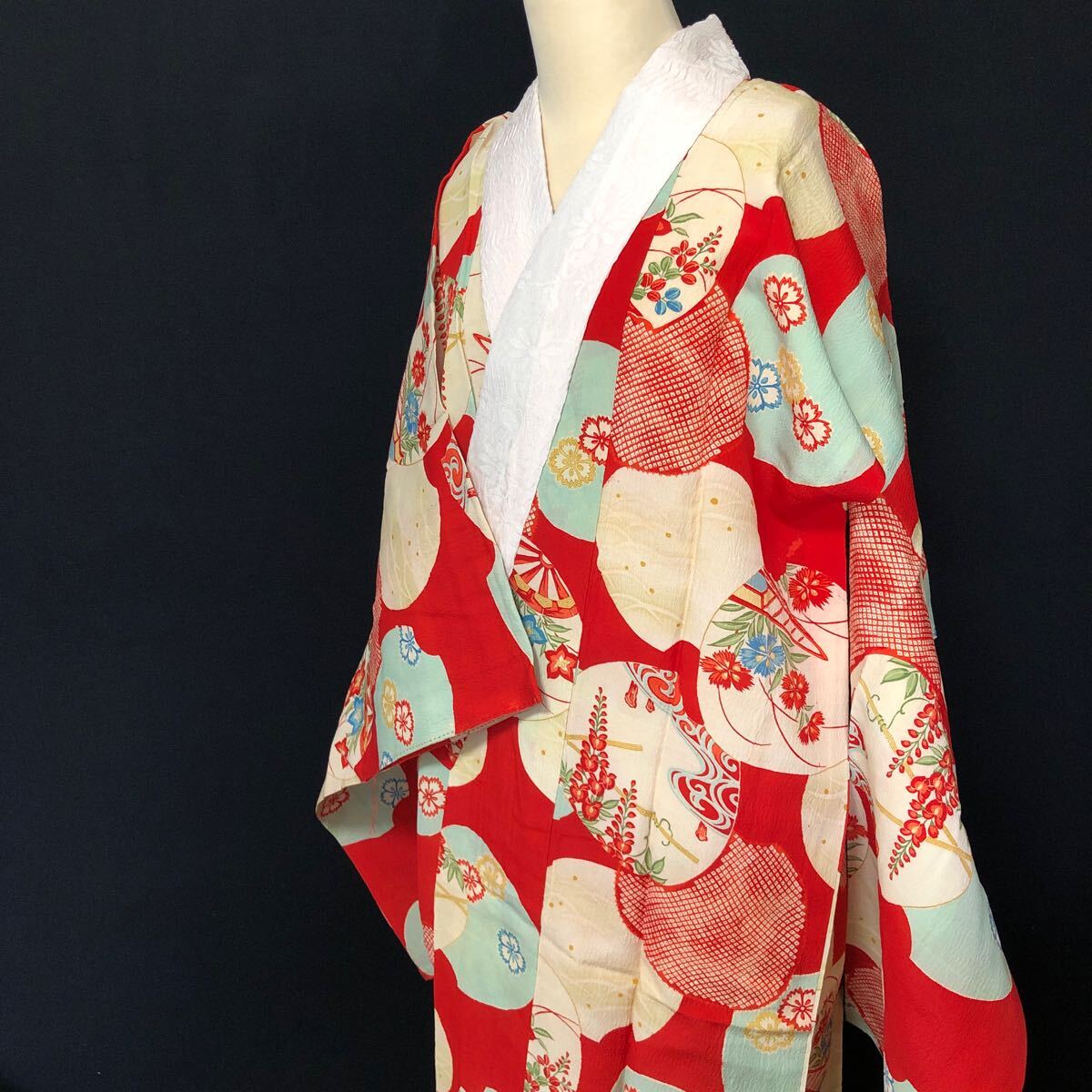  длинное нижнее кимоно античный кимоно Showa Retro Taisho роман современный мир ...ko-te переделка воротник имеется одиночный . шелк натуральный шелк 100%.16-5w