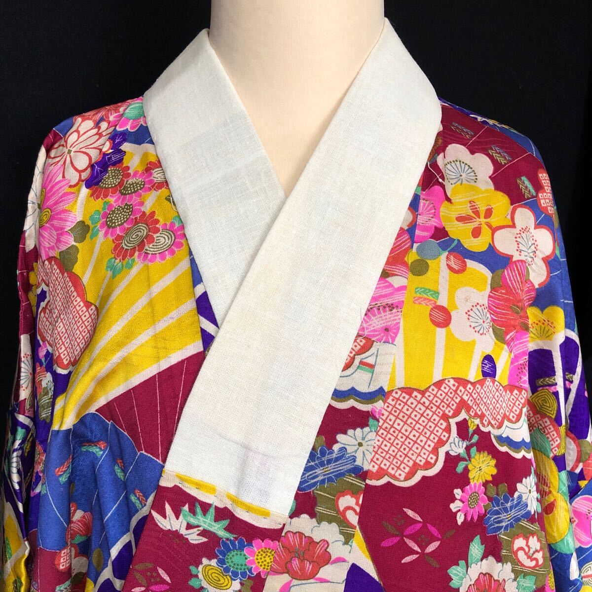  длинное нижнее кимоно античный кимоно Showa Retro Taisho роман современный мир ...ko-te переделка Moss Lynn шелк .16-12w