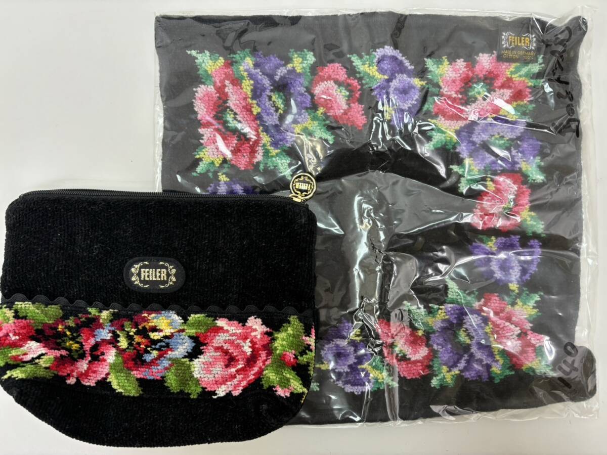 240513H FEILER Feiler bag shoulder bag black handbag 2Way back Mini bag summarize set towel tag attaching floral print 