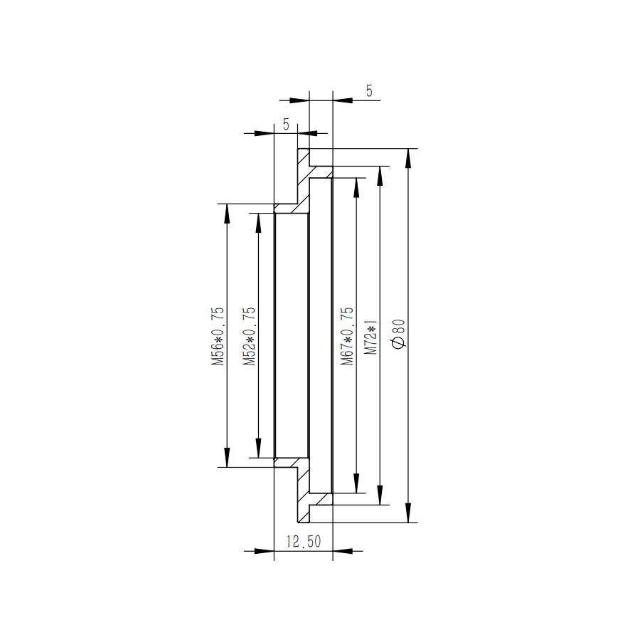 TP536-M72*1オス⇒M56*0.75オス 変換アダプター クリックポスト送料一律185円_図面