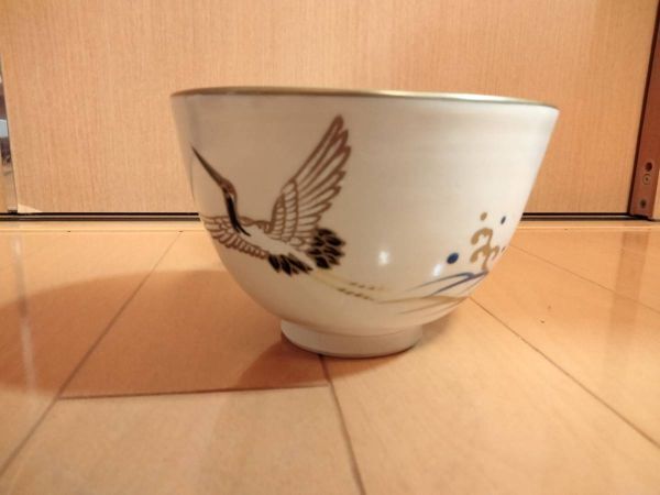 [ unused beautiful goods ] peach mountain kiln tea cup overglaze enamels day .. crane tea utensils tea utensils also box 