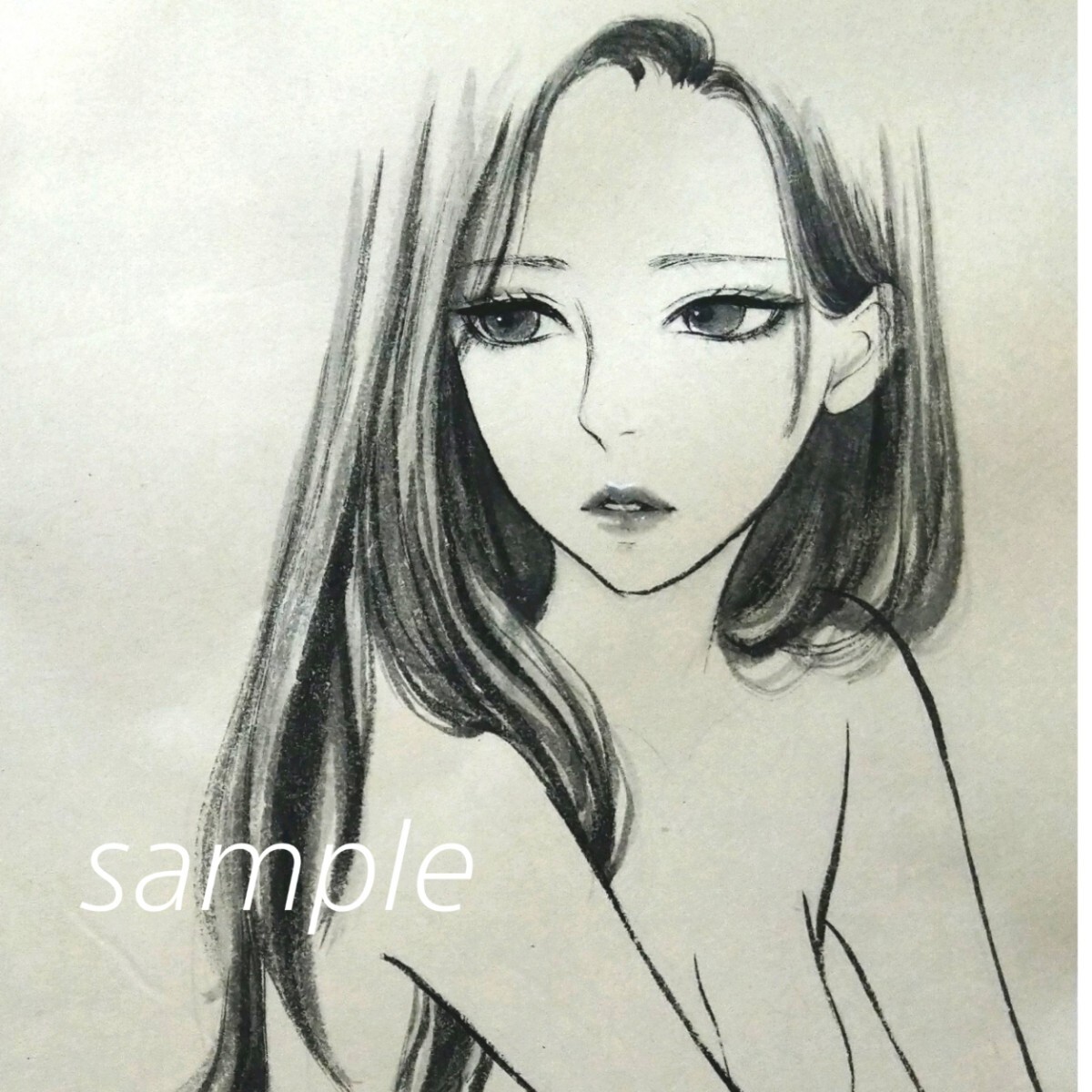 肉筆原画 ドローイング 水墨画 墨絵 日本画 手描きイラスト 美人 肉筆原画 ドローイング 水墨画 墨絵 日本画 手描きイラスト 美人