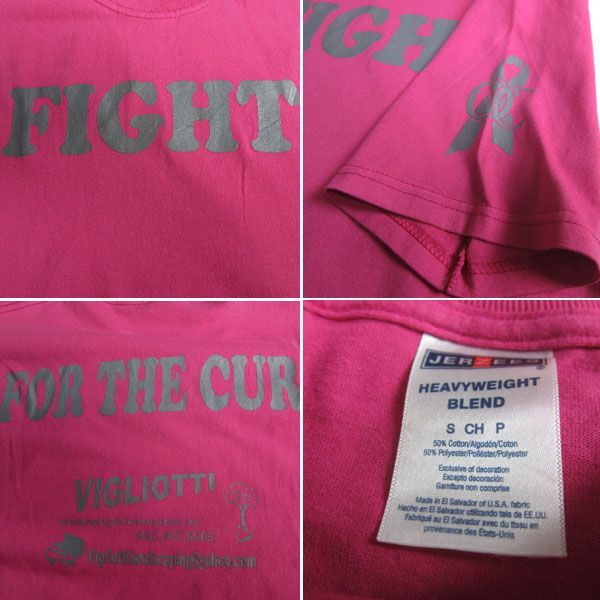 JERZEES プリントTシャツ FIGHT ピンクリボン 半袖 ティーシャツ Sサイズ 古着 ユーズド tシャツ tee #n-199_画像3