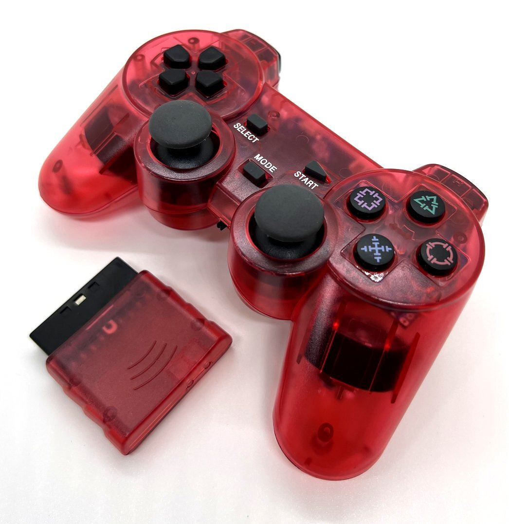 PS2 ワイヤレスコントローラー クリアレッド(アクセサリ、周辺 PS2 ワイヤレスコントローラー クリアレッド(アクセサリ、周辺
